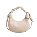 Borsa a mezzaluna beige plissettata con manico a nuvola e tracolla rimovibile - Bianco Sporco