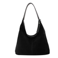 Bolso hobo vintage de ante sintético negro con correa ancha y detalles de remaches - Negro