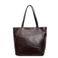 Retro dark brown large tote bag in glossy leather with side zipper details - Coffee