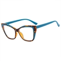 Cat eye blue light glasses with tortoiseshell and teal patchwork TR90 frames - Demi Blue (C2)