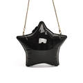 Star-shaped black patent leather handbag with gold snake chain and glossy finish - Black