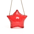 Cute red transparent star shaped shoulder bag with elegant golden chain strap - Transparent Red