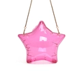 Star-shaped transparent pink jelly crossbody bag with elegant gold metal chain strap - Transparent Pink
