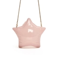 Pink star-shaped crossbody bag with gold chain strap in glossy semi-transparent finish - Transparent Light Pink