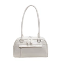 Sac hobo rétro en cuir verni blanc brillant avec boucles argentées et bandoulière - Blanc Cassé