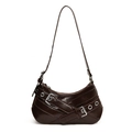 Sac sous le bras marron foncé avec boucles argentées et style Y2K en simili cuir - Marron