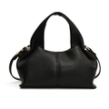 Borsa hobo cloud in pelle nera con design a pieghe e tracolla regolabile per donna - Nero