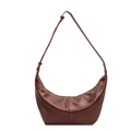 Chic brown PU leather crescent shoulder bag with a stylish knotted strap design - Brown