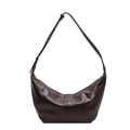 Deep brown crescent hobo bag with gold zipper and adjustable wide shoulder strap - Coffee