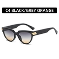 Cat-Eye-Sonnenbrille mit schwarzem Rahmen, grau-orangefarbenem Verlauf und Goldakzent - Schwarzer Rahmen Grau Gelb Farbverlauf Gläser