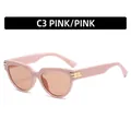 Rosafarbene Cat-Eye-Sonnenbrille mit transparentem Rahmen und goldenen Metalldetails - Rosa Rahmen Tee-Gläser