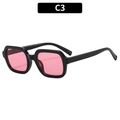 Quadratische schwarze Sonnenbrille mit rosa lichtdurchlässigen Gläsern im Retro-Stil - Schwarzer Rahmen Rosa Gläser