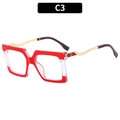 Montatura per occhiali quadrata oversize rossa e trasparente con aste in metallo dorato - Rosso Trasparente