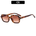 Retro quadratische Sonnenbrille mit Schildpatt-Rahmen und braunem Farbverlauf C6 - Leopardenrahmen Verlaufstee-Linsen