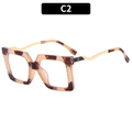 Occhiali anti luce blu quadrati oversize con montatura ambra e stanghette dorate - Tartarugato