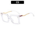 Transparent oversized square glasses with golden wavy metal temples and refined hinges - Transparent Frame