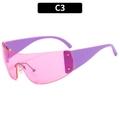 Y2K rimless star sunglasses in transparent peach pink lens with purple temples - Purple Frame Pink Lens (C3)