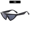 Gafas de sol ojo de gato triangulares negras con montura ancha y remaches de plata C1 - Montura Negra Lente Gris