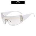 Y2K rimless shield sunglasses in white frame with brown gradient lenses and star rivets - White Frame White Lens (C5)