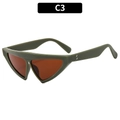 Gafas de sol triangulares verde oliva con lentes marrones y remaches de plata, estilo C3 - Marco Verde Lente Té