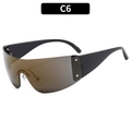 Y2K rimless sports sunglasses featuring brown gradient lenses and silver star rivets - Black Frame Gold Mirror Lens (C6)