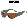Gafas de sol Y2K futuristas verde mate con lentes marrones de estilo deportivo chic - Montura Verde Mate Lentes Té (C4)