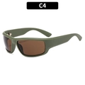Occhiali da sole sportivi Y2K con montatura verde oliva opaco e lenti marrone scuro C4 - Montatura Verde Opaco Lenti Tè