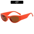 Y2K sporty sunglasses in vibrant orange frame with brown lenses style C7 - Matte Red Frame Tea Lens (C7)
