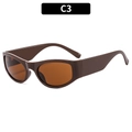 Y2K futuristic sunglasses with thick dark brown plastic frame and C3 color style - Matte Coffee Frame Tea Lens (C3)