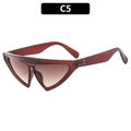 Lunettes de soleil œil de chat triangulaires marron transparent à verres dégradés - Monture Marron Foncé Verres Double Thé