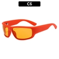 Y2K sporty matte orange sunglasses with yellow lenses for women in model C6 - Matte Red Frame Yellow Lens