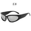 Gafas de sol deportivas Y2K estilo punk con montura negra y lentes plateadas de espejo - Montura Negra Espejo Plateado