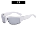 Y2K futuristic sports sunglasses with silver metallic wrap frame and dark gray lenses - Silver Frame White Silver Mirror Lens