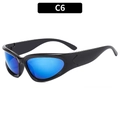 Gafas de sol deportivas Y2K con montura negra y lentes de espejo azules - Montura Negra Lentes Espejadas Azules