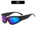 Y2K punk cycling sunglasses with black frame and purple gradient lenses, C7 model - Black Frame Green Mirror Lens