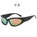 Y2K sporty punk sunglasses with matte black wrap frame and green pink mirrored lenses - Black Frame Barbie Pink Lens