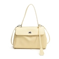 Minimalist cream white underarm bag for women with lychee texture and metal lock - Yellow
