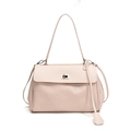 Pale pink lychee grain leather underarm shoulder bag with metal twist lock closure - Pink