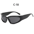 Y2K punk cycling sports sunglasses in sleek black wraparound cat-eye frame design - Bright Black Frame Grey Lens