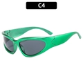 Y2K futuristic sports sunglasses in metallic green finish with grey wrap lenses - Green Frame Grey Lens