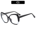 Montatura geometrica nera TR90 anti-luce blu con accenti argento e cerniere a molla - C1-Montatura Nero Bianco