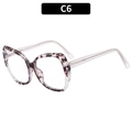 TR90 cat-eye blue light glasses with leopard print front and transparent spring hinges - C6-Floral Pattern Transparent White