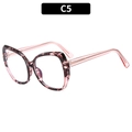 Pink tortoiseshell cat-eye TR90 eyeglass frames with transparent temples and metal core - C5-Pink Demi Transparent Pink Temples