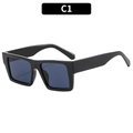 Occhiali da sole squadrati neri con lenti blu in un design moderno e minimalista chic - Montatura Nera Lenti Grigie (C1)