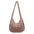 Detailed view of the quilted texture and structure of the pink bubble shoulder bag - Khaki