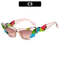 Occhiali da sole geometrici cat-eye con montatura in cristallo multicolore - Montatura Champagne Lente Doppio Tè