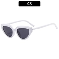 Y2K style white cat eye sunglasses with dark lenses and thick contrast temples - White Frame Gray Lens