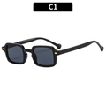 Y2K style square black sunglasses with gold metal rivets and dark lenses, C1 variant - Black Frame Grey Lens