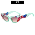 Occhiali da sole cat-eye verde menta con cristalli colorati e lenti sfumate - C2-Montatura Verde Lenti Sfumate Tè