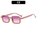 Y2K square sunglasses with light pink frames and purple-to-pink gradient lenses - Pink Frame Purple Pink Lens